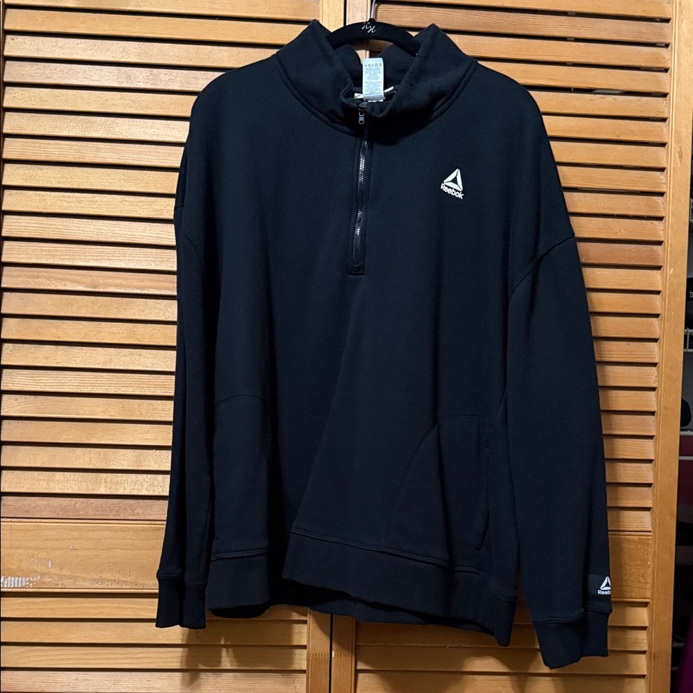 Reebok Women's Black Half-Zip Long Sleeve Top